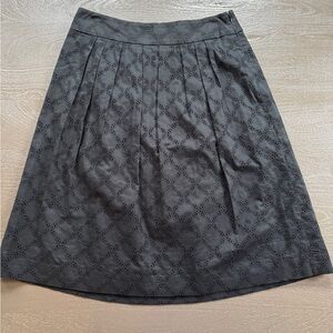 LOFT Black Cotton Eyelet Skirt, Fully Lined, size 4P, 23” long, waist “29